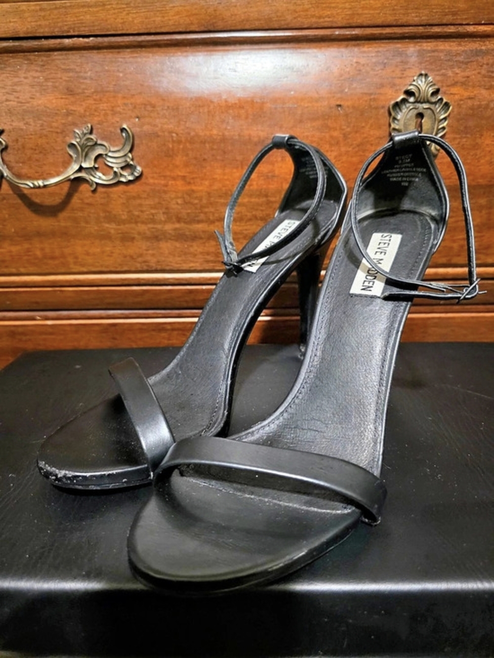 Steve Madden Carrson Sandal Black Strappy Heels